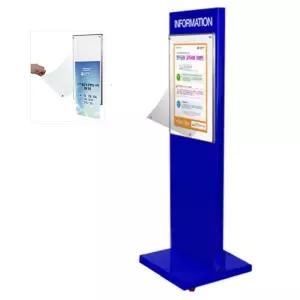 국내제작 기관 알림 바퀴달린 자석식 A3 양면 액자 블루 입간판 철제배너 스탠딩