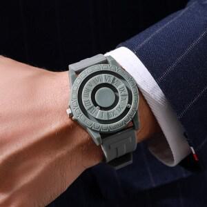 고급 남성 자석 구슬 빈티지 남성시계 쿼츠 시계 실리콘밴드 손목시계 남자시계(패션적이고 멋진