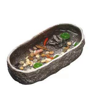 물확 연꽃 어항 연못 돌수반 인테리어 실내 수반 옹기 사각 자연석