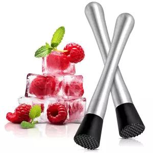 칵테일용 바 머들러 2개 레모네이드 필수 용품 및 액세서리용 8인치 스테인리스 음료 믹싱용 레몬 스매셔