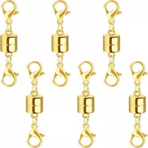 SUTQIGUI 마그네틱 목걸이 액세서리 클립 및 이중 랍스터 걸쇠 14K 골드 여성용 팔찌 익스텐더 6PCS