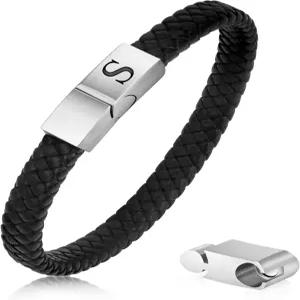 남성용 선물용 FOCOG 가죽 팔찌 - 프리미엄 정품 조절식 스테인리스 스틸 마그네틱 걸쇠 초기 남편 아빠