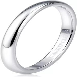 그녀를 위한 발렌타인 데이 선물 - 여성 남성용 2mm 텅스텐 웨딩 밴드 링 은도금 돔 하이 폴리시 스태커블