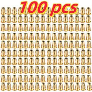 100팩 M4 M5 M6 나사형 인서트 나무 내구성 가구 드라이브 고정 육각 하드웨어 코르크 너트 방부 석고보드 캐비닛용