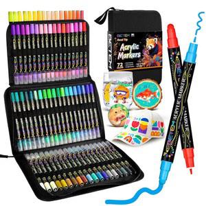 베템 아크릴 페인트 마커 펜, 듀얼 팁 72 컬러 프리미엄 펜 나무, 패브릭, 캔버스, 돌, 암벽화, 유리, 세라믹 표면, DIY 공예품 가방과 함께 미술 용품 제작