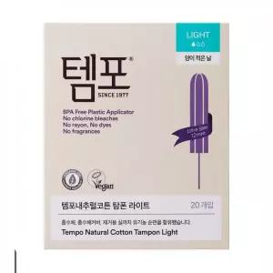 템포 내추럴코튼 탐폰 삽입형 생리대 라이트 1개 20개입 라이트
