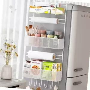 주방 냉장고 걸이 틈새 수납 양념 통선반 키친 타올 무타공