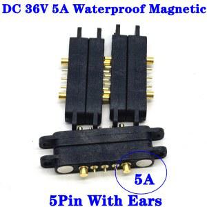 1세트 5A 36V 마그네틱 포고핀 커넥터 5핀 이어 스프링 장착 암수 방수 전원 소켓