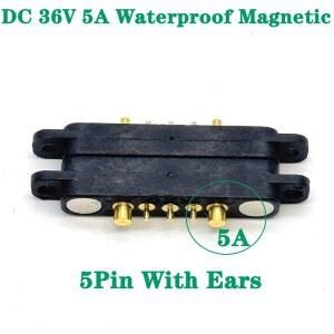 36V 5A 방수 마그네틱 포고핀 커넥터 5핀 암수 소켓 1세트 장착 전원 스프링
