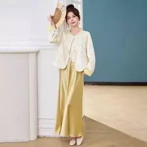 여자 치마 봄 정장세트 라운드 싱글 코트 상의 세트 원픽1