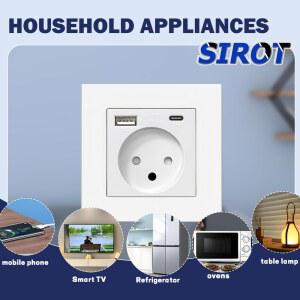SIROT 이스라엘 소켓 USB 타입 난연 230V 50HZ PC 86MM 패널 AC