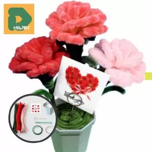 정성가득 카네이션 3p 모루 어버이날 DIY 감사 인 선물 세트 장식용 스승의날 화분 만들기 선물용