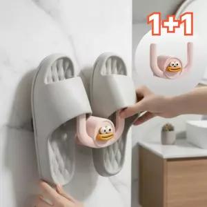 1+1 무타공 욕실 슬리퍼 거치대 접착식 실내화 걸이 정리대