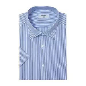 [롯데백화점]레노마 면혼방 사방스판 트윌 핀스트라이프 일반핏 반팔 셔츠 RZUSGP944-BU