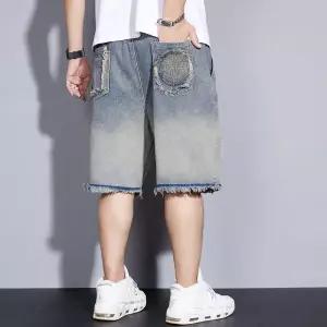 남성 여름 대미지 빅사이즈 데님 반바지 일자 5부 빈티지 스트링 C04Z2L 필수2