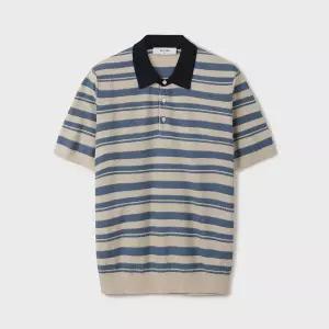 [롯데백화점]에디션 더블 스트라이프 카라넥 반팔 스웨터 2종 LSG2ET1622