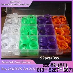 HONGYUAN 헤어 가위 용 PVC 링 192 개/상자 1.9/2.2/2.5cm 손가락 삽입 커팅 스타일링 액세서리