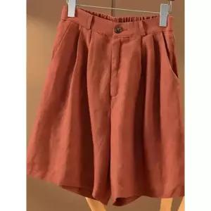 미니코코네 여자 반바지 여름 린넨 얇은 통기성 5부 하이웨스트 슬림핏 와이드 바지 DOS1