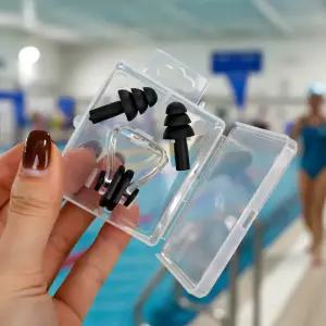 말랑한 실리콘 3단계 귀마개 수영코마개 노즈클립 물놀이 수영장 세트