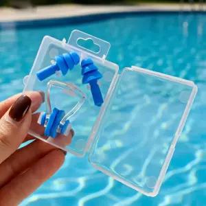 말랑한 실리콘 3단계 귀마개 수영코마개 노즈클립 수영장 물놀이 세트