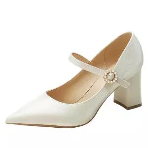 웨딩 드레스 구두 펌프스힐 피로연 화이트 슈즈 웨딩촬영 스틸레토