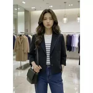 [롯데백화점]SOUP 베이직 칠부소매 투버튼 자켓  SC4JK902