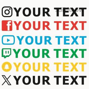 맞춤 텍스트 자동차 tagram 내 이름 스티커 Facebook 로고 웹 사이트 X YouTube 채널 Snapchat Twitch 자전