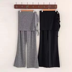 [옷자락]여성 레이어드 미니 랩 치마 빅사이즈 부츠컷 바지 세트