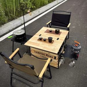 식탁 접이식 캠핑 원목 선반 나무 수납 테이블