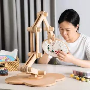 접이식자수틀 원목작업대 원형 입식 회전스탠드 거치대 우드 고정 공예 대형 프랑스