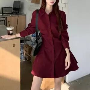 [옷자락]여자 핀턱 셔링 허리라인 플레어 미니원피스