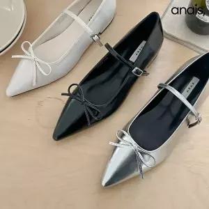 [아나이스]스틸레토 리본 메리제인 플랫슈즈_26S196