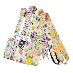 레트로 복고풍 엔틱 꽃 동물 매는 밧줄 넥 스트랩 키 체인 ID 카드 커버 배지 홀더 휴대 전화 걸이열쇠 고