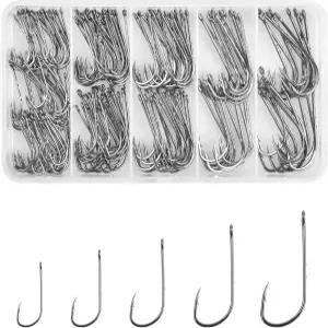 배스홀더 후크 키트 200개 철조망 미끼 낚시 블랙 고탄소 강철 오프셋 월 스트 메기용 라이브