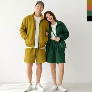 여성 몸에 달라붙지 않는 시어서커 쿨 썸머 바람막이 자켓 점퍼 쇼츠 쿨반바지 세트 아웃도어 여행세트