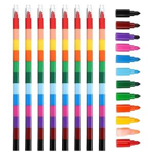 12/24/36PCS 무지개 색깔의 빌딩 블록 크레용 쌓을 수 있는 12색 드로우 보상 아트클래스 페인팅 펜 문구류