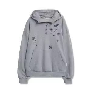 FUZZY SCAN 소프트팝 버튼 헨리넥 후드 티셔츠 3color 2066413