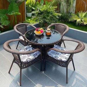 야외 6인용식탁 정사각 테이블 4의자90cm 마당 4인용 발코니 정원 라탄테이블 투명