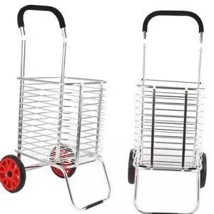 [RIZPICK]접이식 알루미늄 이동식 바퀴형 쇼핑 바구니 휴대용 카트 장