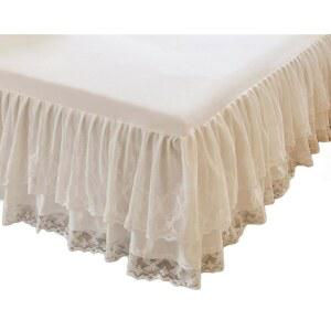 시트가 있는 레이어가 17 로맨틱한 더스트 스커트 7인치 러플 여름 침대 레이스