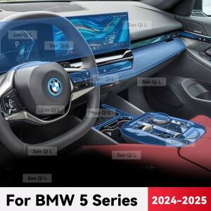 BMW 호환 5 시리즈 2024 차량 센터 콘솔 미디어 대시보드 내비게이션 투명 TPU 긁힘 방지 보호 필름