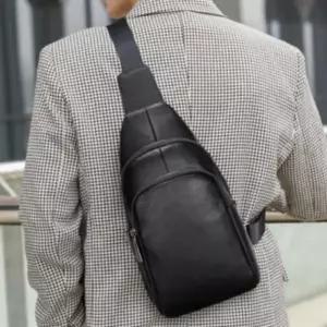 (색상 블랙)소가죽 레더 메신저백 슬링백 데일리 가방 생활방수