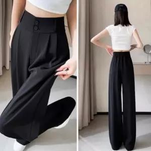 여름 투버튼 와이드 슬랙스 여성 통바지 정장 팬츠