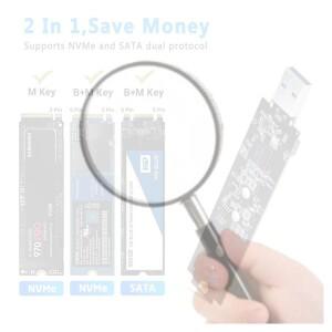 M.2 SSD SATA/NVMe-USB 3.1 어댑터 B+M 키/M 키 M2-USB 라이저 카드 보드 확장 (삼성 호환 970 960 시리즈