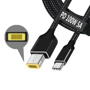 USB C 슬림 팁 노트북 100W PD 충전 케이블 어댑터 레노버 호환 요가 아이디어 패드 Legion T470 및 460/45