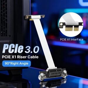 PCIe 3.0 라이저 케이블 10cm 화이트 플렉시블 x1 to 확장 카드 WiFi M.2 어댑터 USB 미니 ITX PC 케이스용