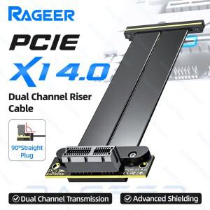 RAGEER PCIe X1 4.0 듀얼 채널 라이저 케이블 PCI-Express 연장 익스텐더 어댑터 네트워크/캡처 카드 지원
