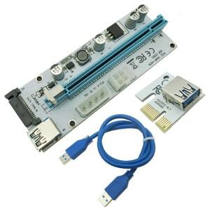 008S PC PCIe PCI-E Express 라이저 카드 1x ~ USB 3.0 데이터 케이블 SATA 4Pin IDE Molex BTC 광부 기계