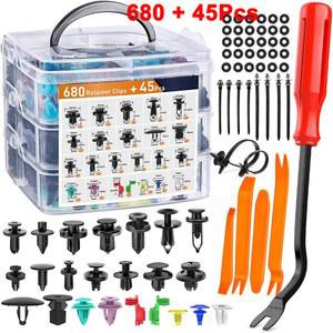 자동 패스너 클립 680Pcs 자동차 패널 도어 리테이너 도구 트림 핀 푸시 바디 범퍼 리벳 키트 제거