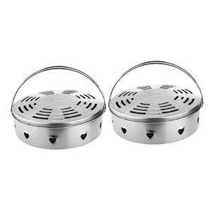 NUOLUX 2 개 모기 향향 트레이 향로 세워 코일 향기 스테인레스 스틸 홀더 향 팔찌 랙